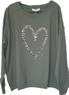 Leopard Heart Crewneck Sweatshit AMYIC Fashion