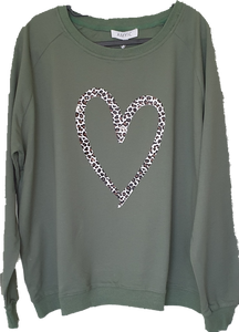 Leopard Heart Crewneck Sweatshit AMYIC Fashion