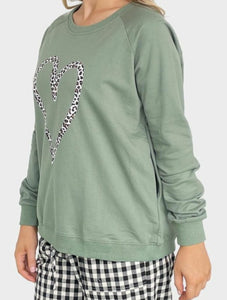 Leopard Heart Crewneck Sweatshirt AMYIC Fashion 