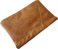 Load image into Gallery viewer, Square Camel Leather With Contrast Stitching Clutch Moy Tasmania 