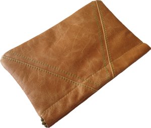 Square Camel Leather With Contrast Stitching Clutch Moy Tasmania 