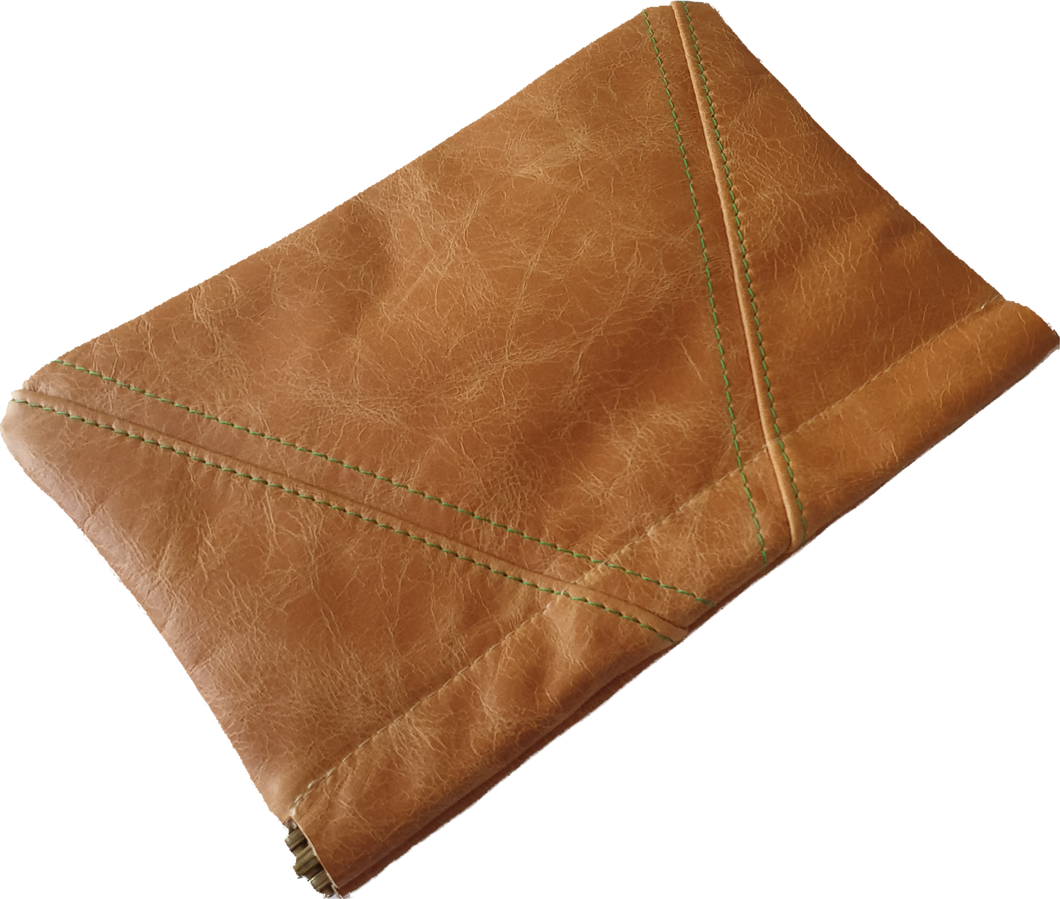 Square Camel Leather With Contrast Stitching Clutch Moy Tasmania 