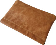 Load image into Gallery viewer, Square Camel Leather With Contrast Stitching Clutch Moy Tasmania 
