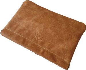 Square Camel Leather With Contrast Stitching Clutch Moy Tasmania 