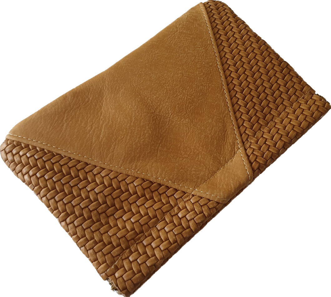 Square Leather Cableknit Clutch Moy Tasmania