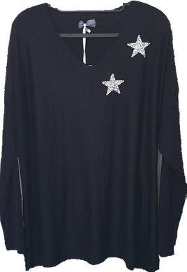 Sistemo Soft Wool - Mix Top With Diamante Star Detail The Italian Closet 