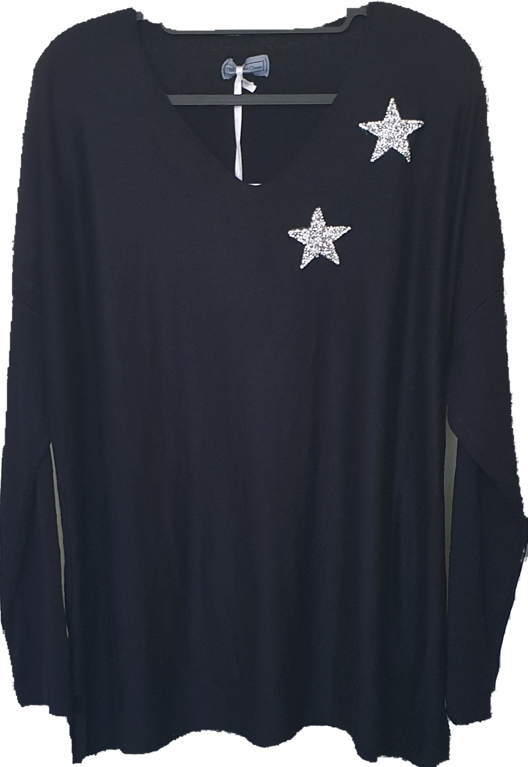 Sistemo Soft Wool - Mix Top With Diamante Star Detail The Italian Closet 