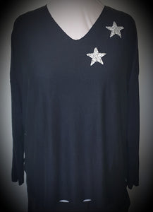 Sistemo Soft Wool - Mix Top With Diamante Star Detail The Italian Closet Australia 