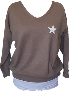 Ostaria Soft Knit Jumper With Star Logo The Italian Closet Australia 