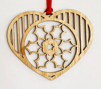 Wooden Heart Christmas Tree Decoration With Wreath Go Do Good
