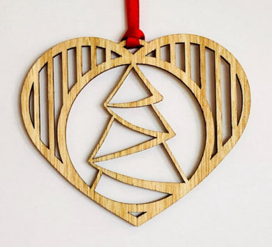 Wooden Heart Christmas Tree Decoration With Tree Go Do Good 