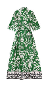 Green Print Dress Aria Brand 