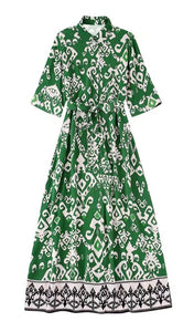 Green Print Dress Aria Brand 