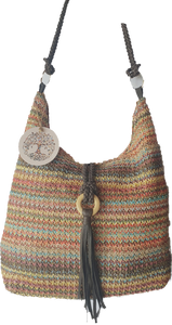 Stripe Straw Hobo Bag 