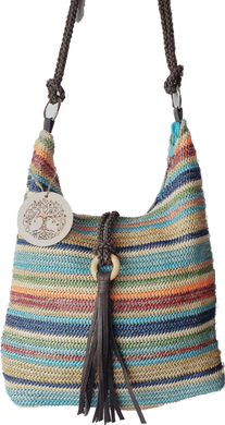 Stripe Straw Hobo Bag