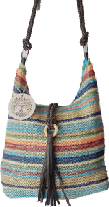 Stripe Straw Hobo Bag