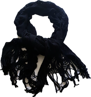 Crochet Look Black Wave Design Scarf