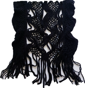 Crochet Look Black Wave Design Scarf