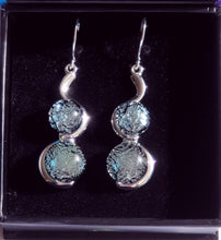 Load image into Gallery viewer, Duo Earring Dichroic Glass Liquid Crystal Australia CrinkleSilver