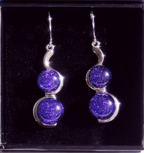 Load image into Gallery viewer, Duo Earring Dichroic Glass Liquid Crystal Australia PassionatePurple