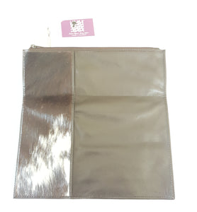 Leather and Cowhide Foldover Clutch - Sofia - The Design Edge