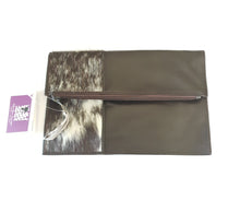 Load image into Gallery viewer, Leather and Cowhide Foldover Clutch - Sofia - The Design Edge