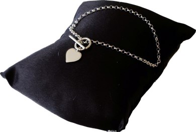 Silver Bar and Toggle Bracelet with Heart Charm