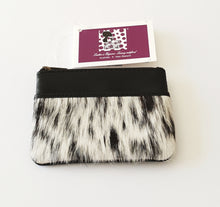 Load image into Gallery viewer, Leather and Cowhide Card Change Purse - Peru - The Design Edge Black Leather