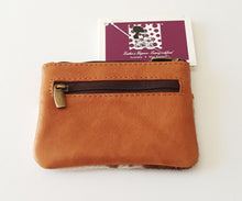 Load image into Gallery viewer, Leather and Cowhide Card Change Purse - Peru - The Design Edge Tan Leather