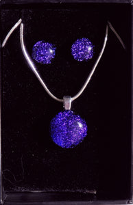 Bonny Pendant And Stud Earring Gift Set Dichroic Glass Liquid Crystal Australia PassionatePurple