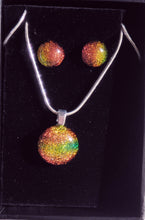Load image into Gallery viewer, Bonny Pendant And Stud Earring Gift Set Dichroic Glass Liquid Crystal Australia SummerRed
