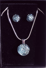 Load image into Gallery viewer, Bonny Pendant And Stud Earring Gift Set Dichroic Glass Liquid Crystal Australia CrinkleSilver