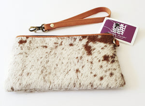 Cowhide and Leather Clutch - Toronto - The Design Edge Tan Trim