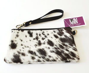 Cowhide and Leather Clutch - The Design Edge Tan Toronto  Black Trim