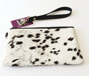 Cowhide and Leather Clutch - The Design Edge Tan Toronto  Black Trim