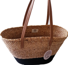Load image into Gallery viewer, Woven Grass and Cotton Tote Bag